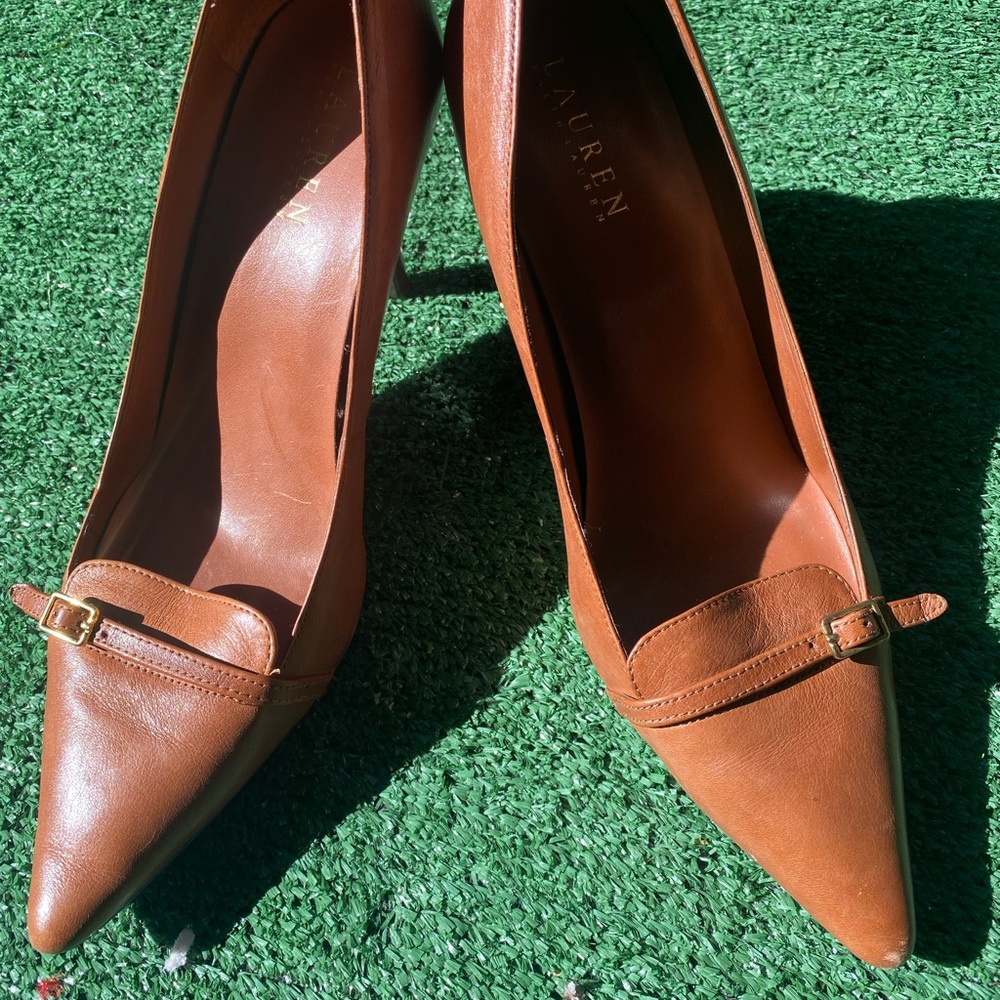 Ralph Lauren Tan Leather Women's Heels - Picture 2 of 3